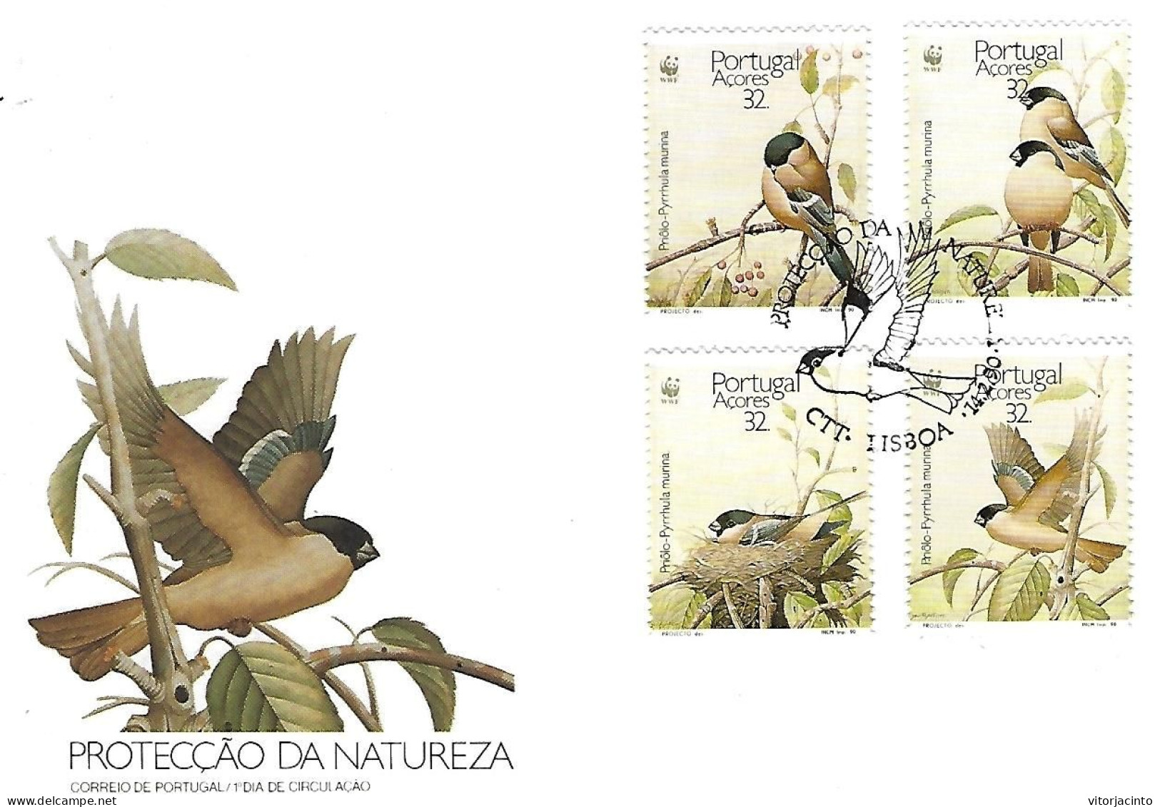 PORTUGAL (Azores) - FDC - 1990 Issue Of The World Wildlife Fund (WWF) - Birds - Priolo - Pics & Grimpeurs