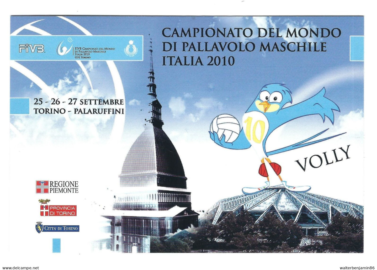 CARTOLINA POSTCARD TORINO CAMPIONATO DEL MONDO DI PALLAVOLO MASCHILE ITALIA 2010 "VOLLY" - Voleibol