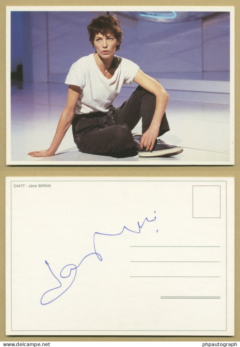 Jane Birkin (1946-2023) - Jolie Photo-carte Signée (au Verso) En Personne - Singers & Musicians