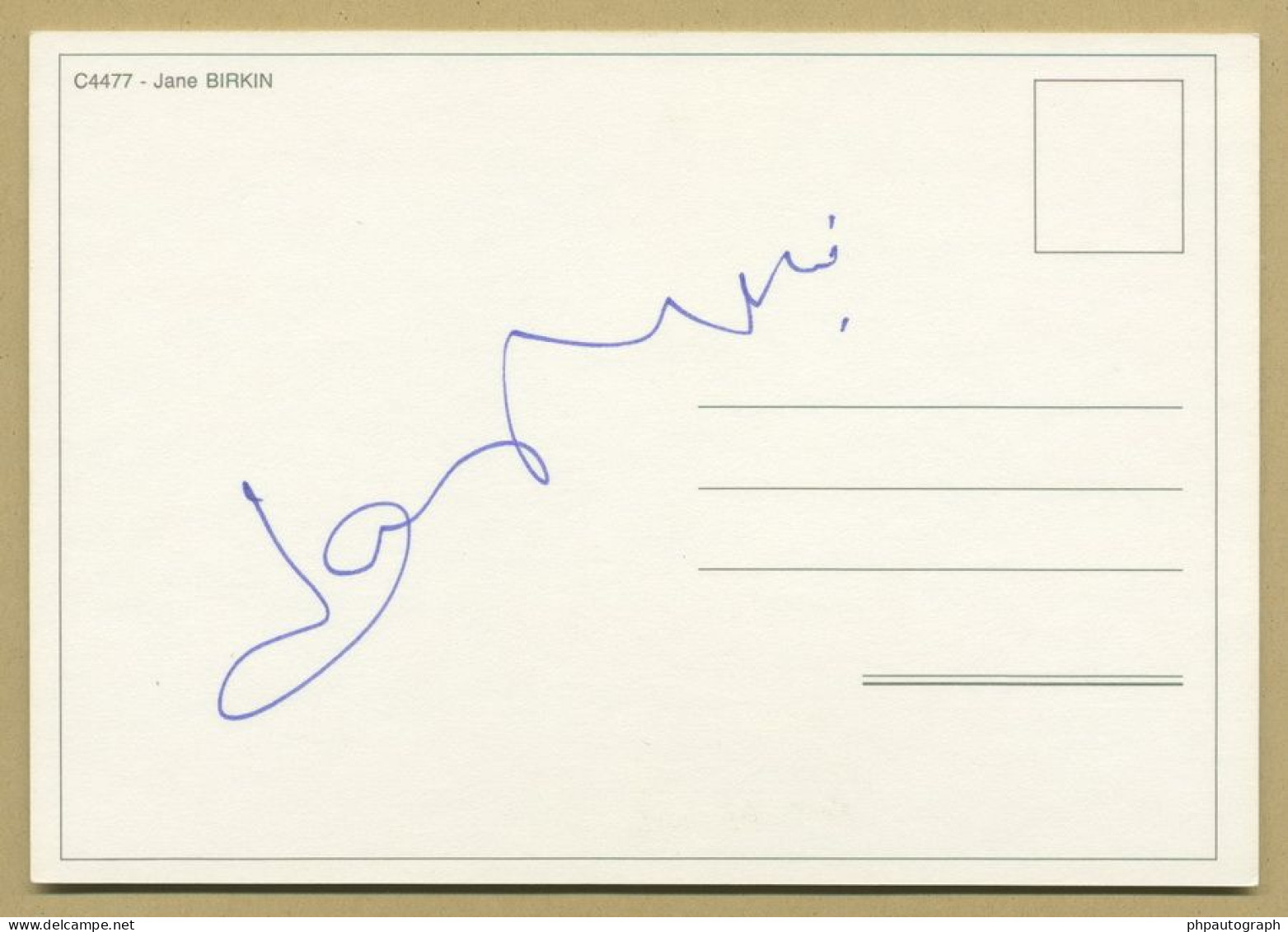 Jane Birkin (1946-2023) - Jolie Photo-carte Signée (au Verso) En Personne - Singers & Musicians