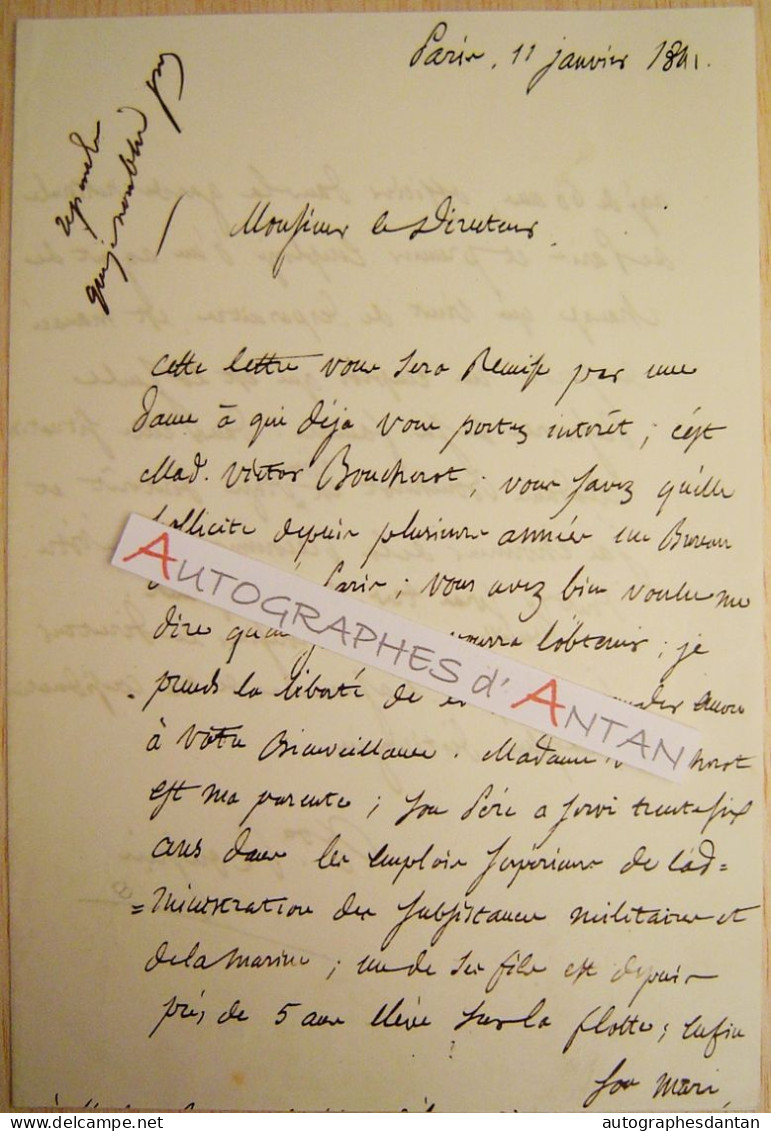 ● L.A.S 1841 Baron Amiral Albin Reine ROUSSIN Né à Dijon - Mme Boucherot - Lettre Autographe LAS - Marine - Politisch Und Militärisch