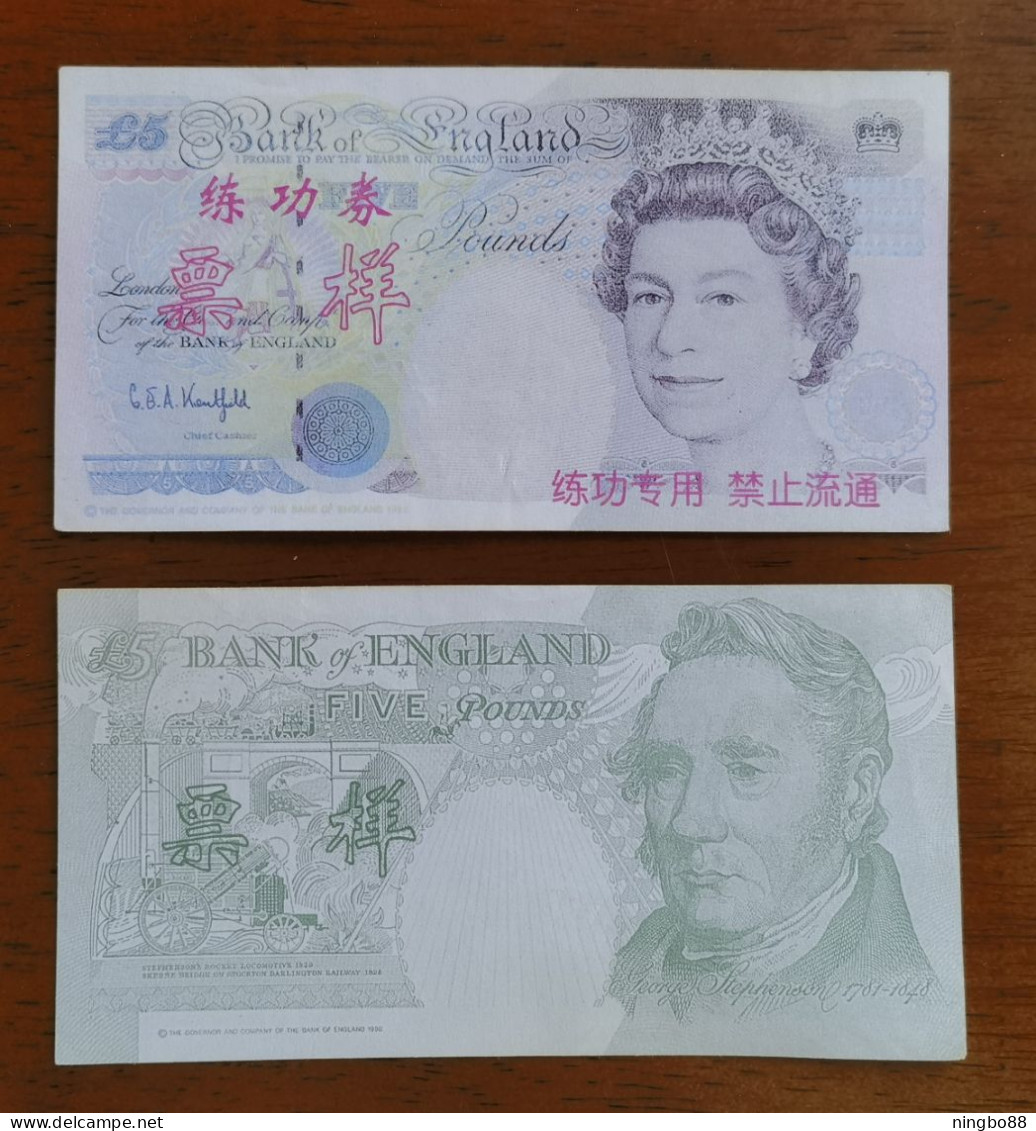 China BOC (Bank Of China) Training/test Banknote,United Kingdom Great Britain POUND B-2 Series £5 Specimen Overprint - [ 8] Specimen