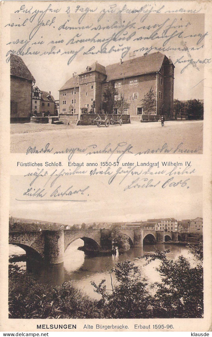 Melsungen Mehrbild Schloss Bürgerbrücke 1918 - Melsungen