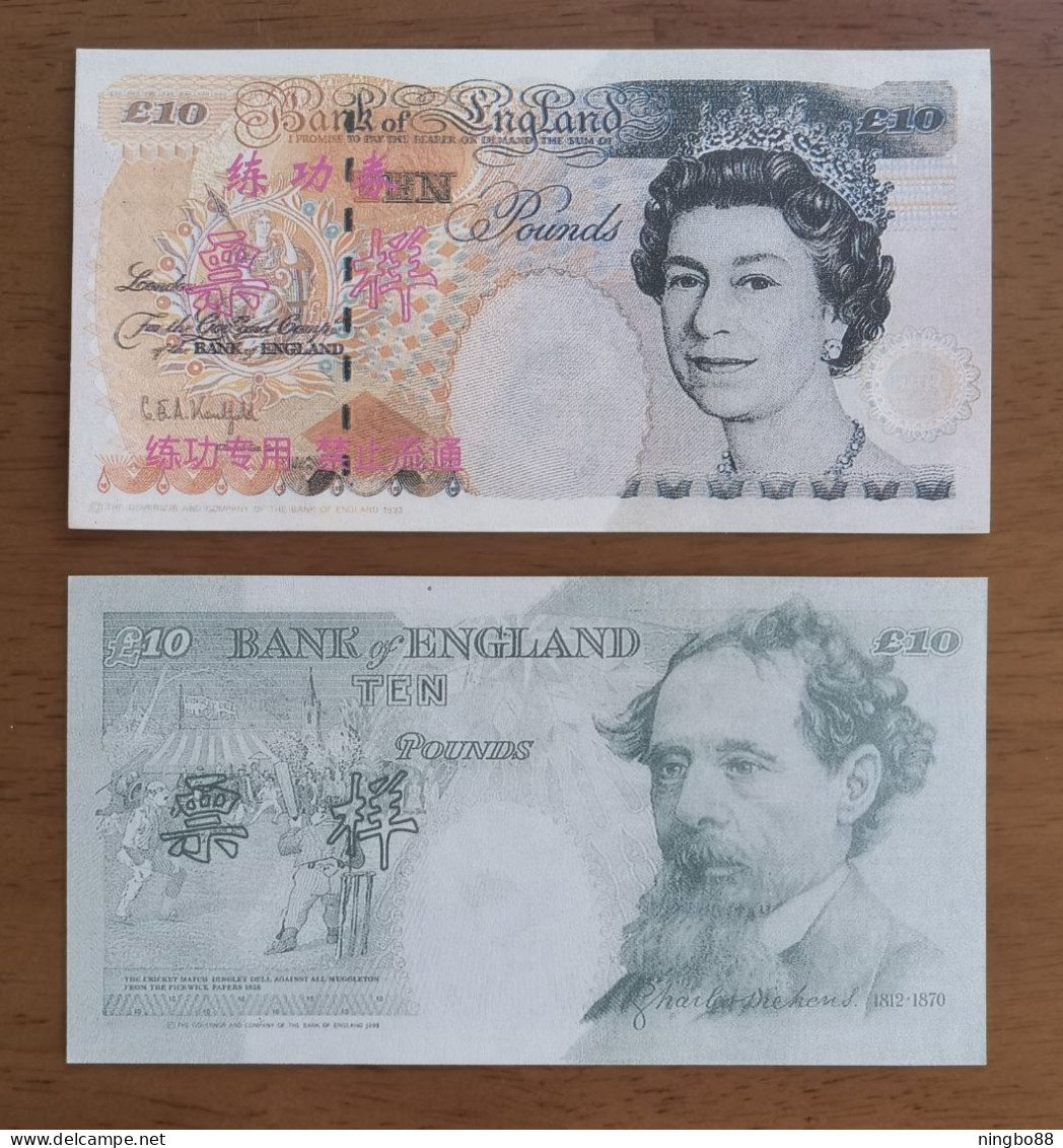 China BOC (Bank Of China) Training/test Banknote,United Kingdom Great Britain POUND B Series £10 Specimen Overprint - [ 8] Fakes & Specimens