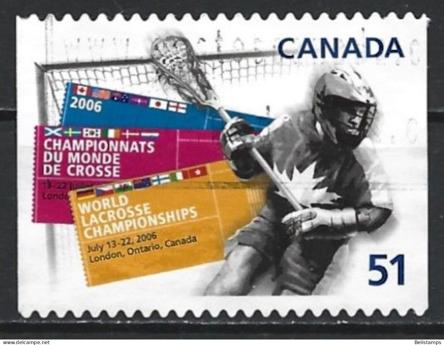 Canada 2006. Scott #2161 (U) World Lacrosse Championships, London, Ontario  *Complete Issue* - Oblitérés