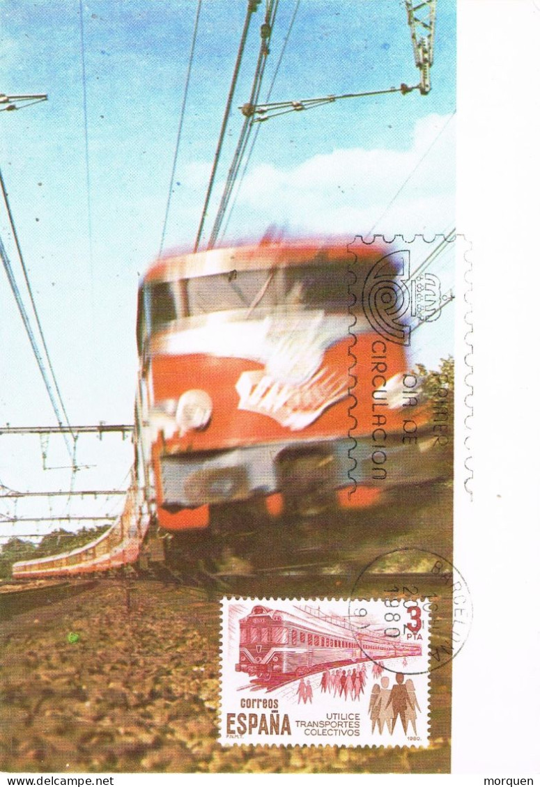 50918. Tarjeta Maxima BARCELONA 1980. Tren, Ferrocarril - Tarjetas Máxima