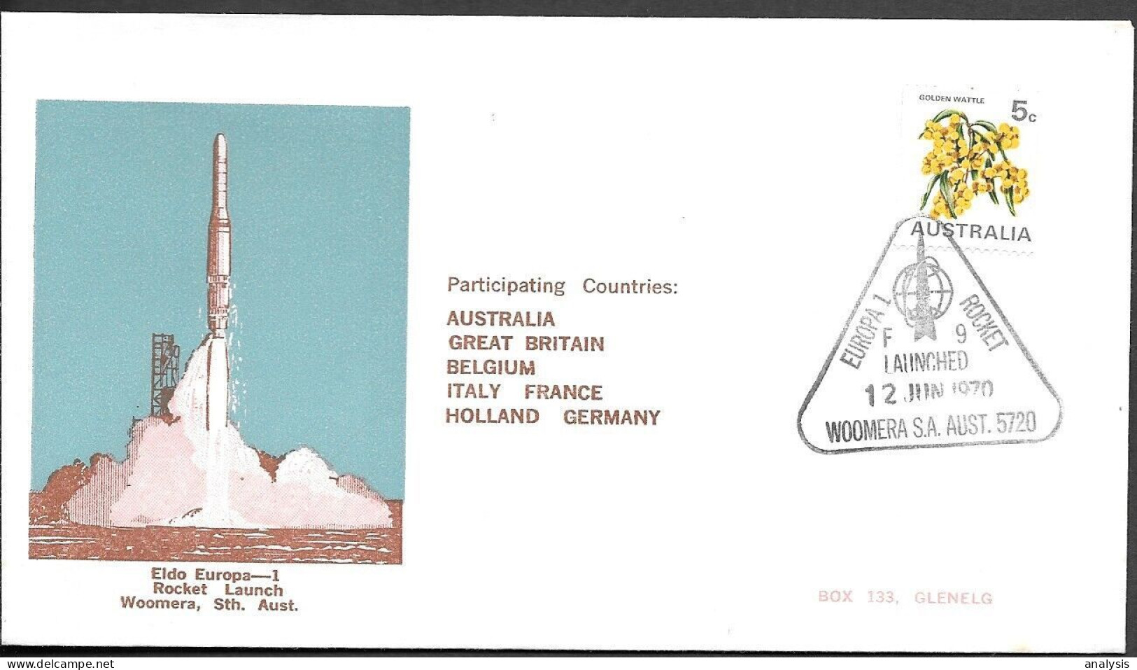 Australia Space Cover 1970. ELDO Launch Rocket "Europa 1 F9" Launch. Woomera - Oceania