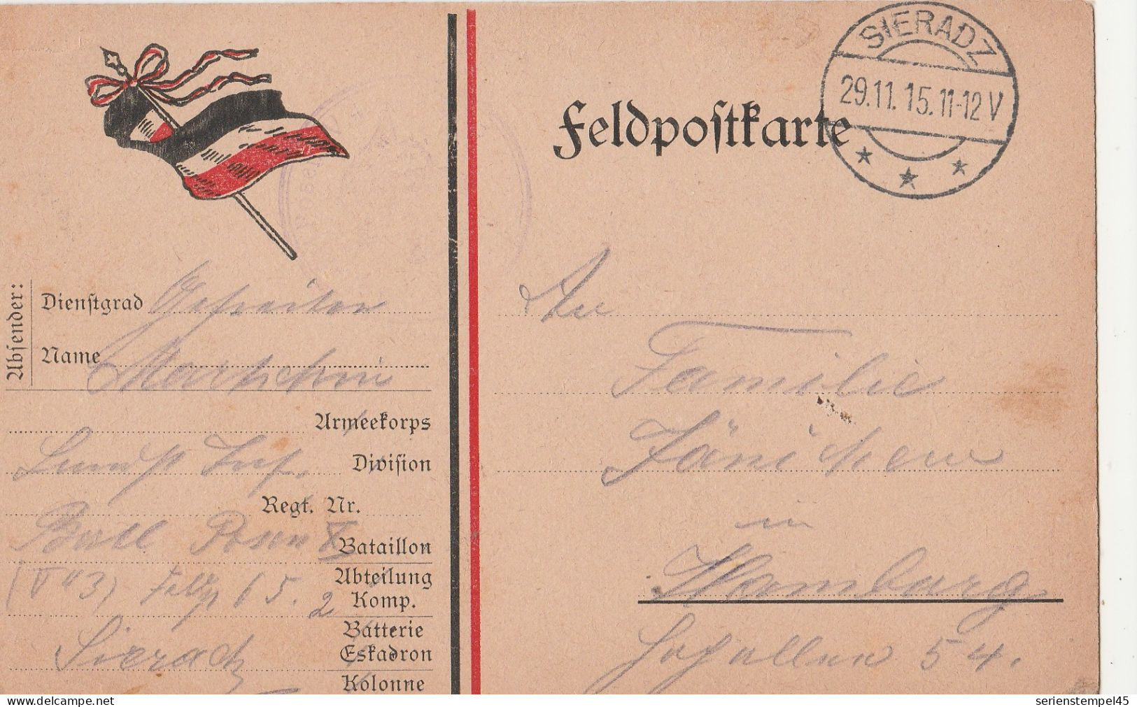 Polen WK 1 Deutsche Feldpostkarte Aus Sieradz 1915 Ostfront - Brieven En Documenten