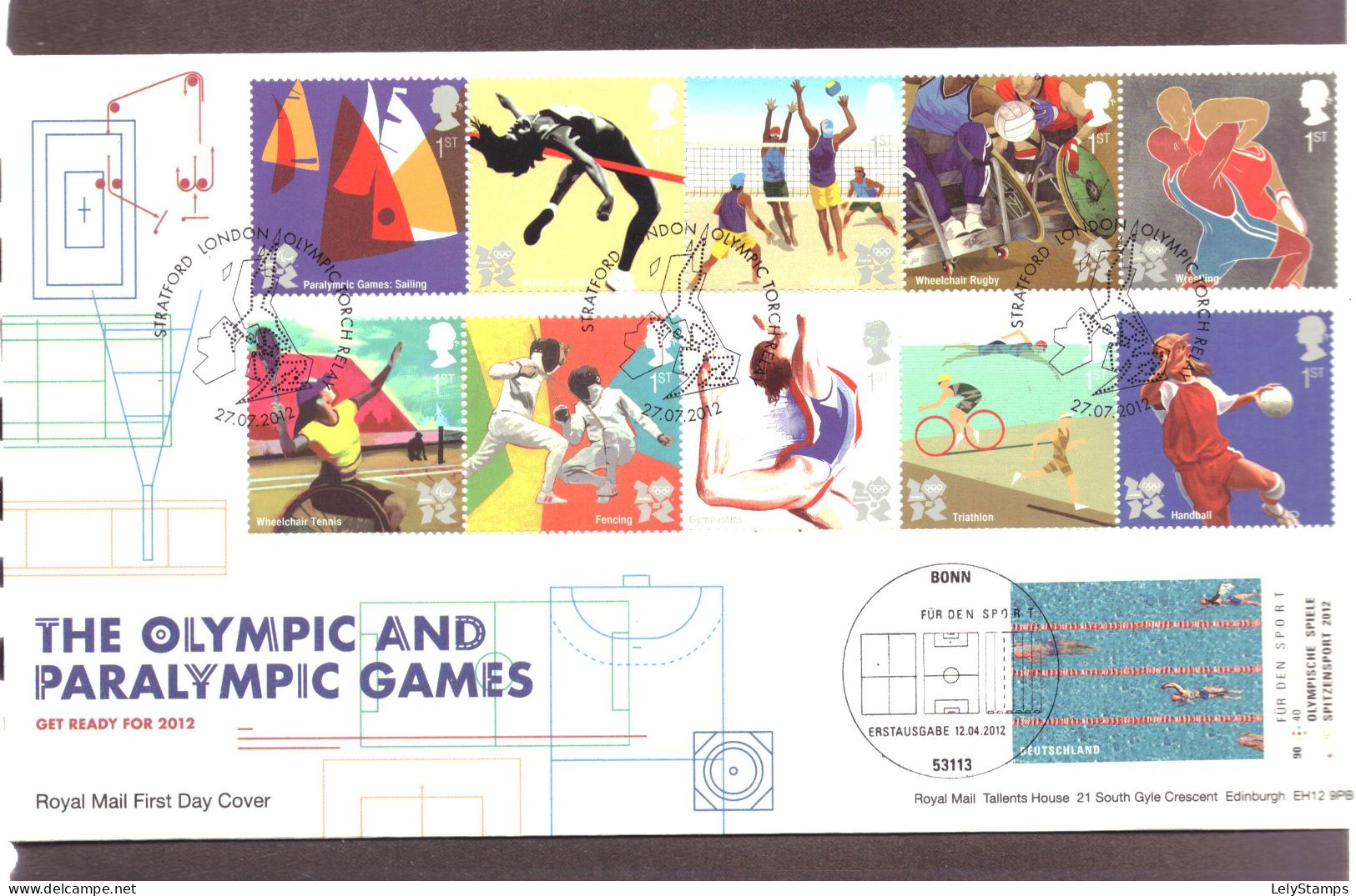 Great Britain / Groot Britanie 2977 T/m 2986 FDC Unwritten Olympics Sports (2010) - 2001-2010 Em. Décimales