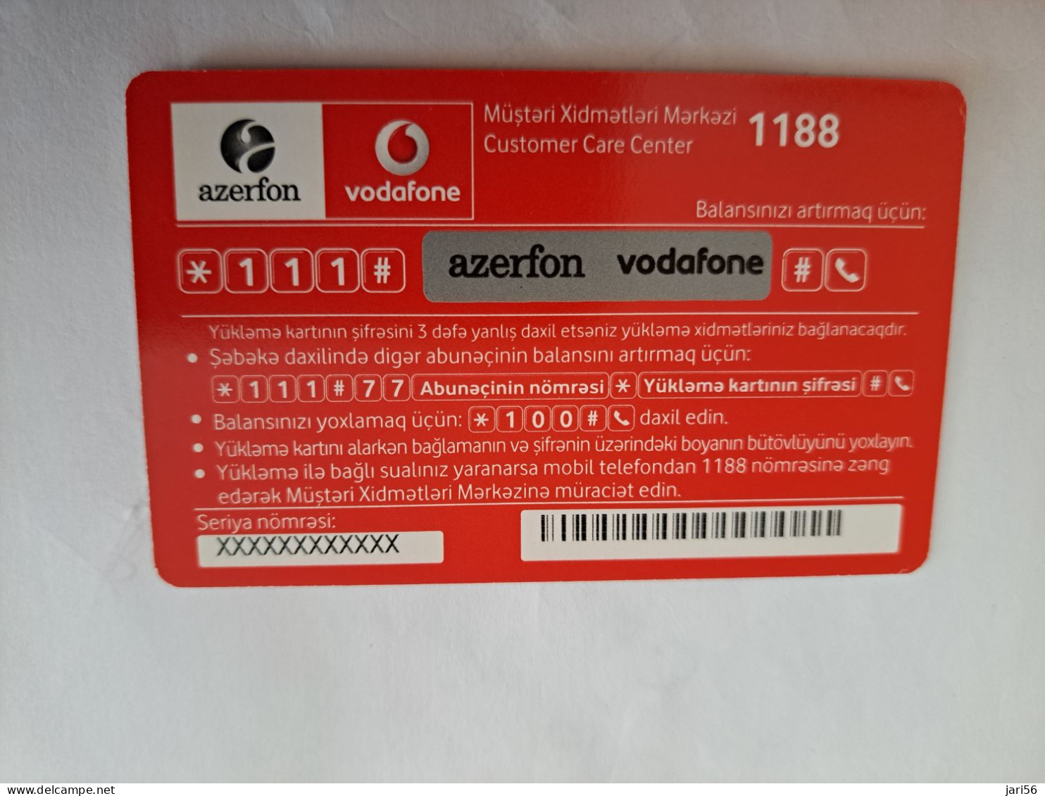 AZERBEIDZJAN/ AZERBAIJAN/ AZERFON/ VODAFONE / LADY ON PHONE / 10 AZN/  MINT CARD / TEST?  ** 14078** - Azerbeidzjan