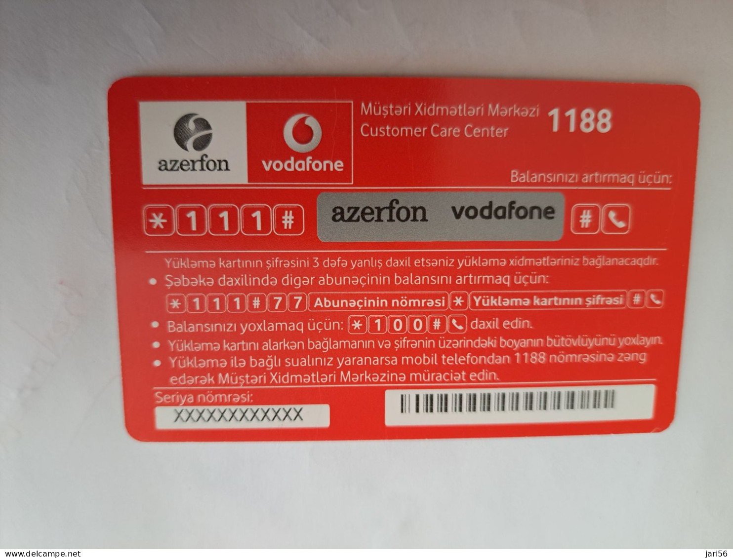 AZERBEIDZJAN/ AZERBAIJAN/ AZERFON/ VODAFONE / LADY ON PHONE / 20 AZN/  MINT CARD / TEST?  ** 14079** - Aserbaidschan