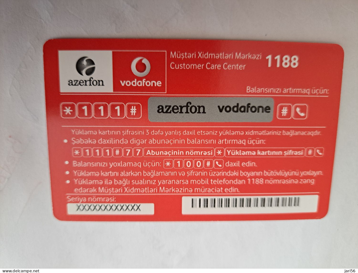 AZERBEIDZJAN/ AZERBAIJAN/ AZERFON/ VODAFONE / MAN  ON PHONE / 50 AZN/  MINT CARD / TEST?  ** 14080** - Azerbaïjan