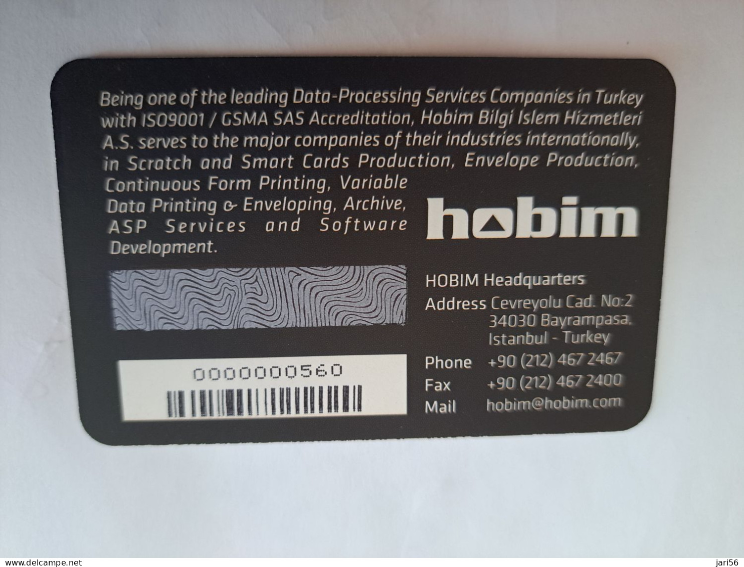 TURKEY/ HOBIM/ WHITE CARD PANTER/ / SCRATCHCARD SOLUTIONS / SAMPLE CARD      NICE PREPAID / SAMPLE  CARD    **14083** - Türkei