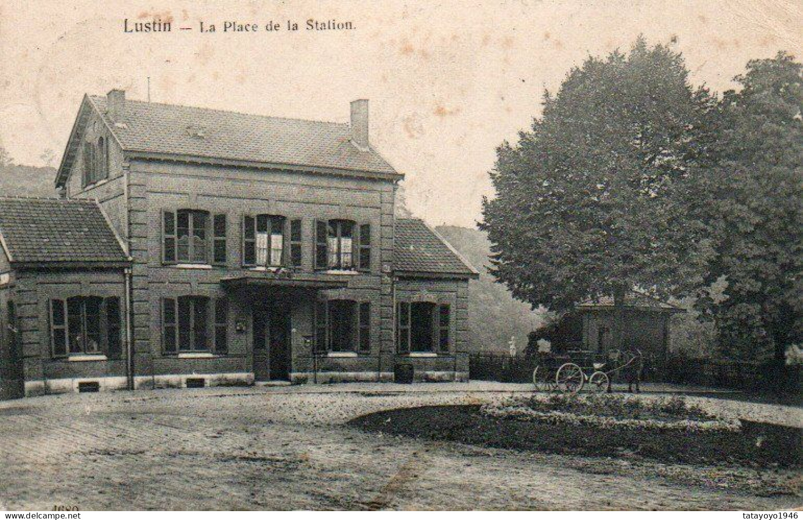 Lustin   La Place De La Station Attelage Voyagé En 1908 - Profondeville