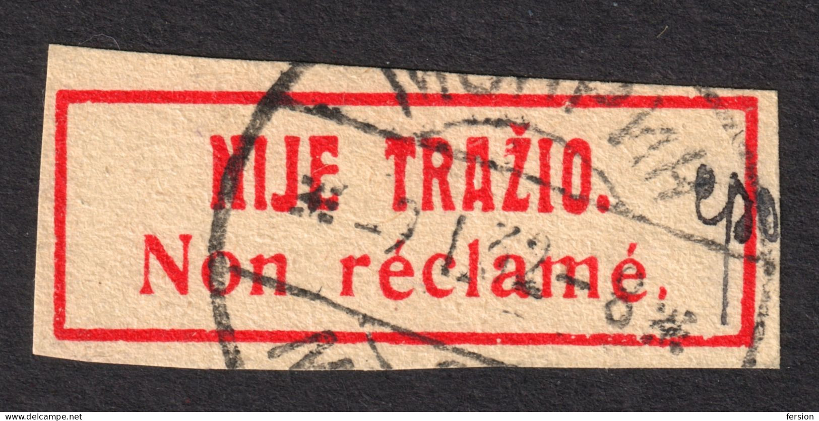 Did Not Answer / NON RÉCLAMÉ - Vignette Label - USED - YUGOSLAVIA - 1932 Postmark MOKRIN Banat Serbia - Officials