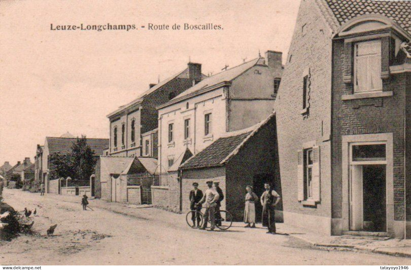 Leuze Longchamps Route De Boscailles Cycliste Bien Animée Voyagé Dans Une Enveloppe En 1919 - Eghezee