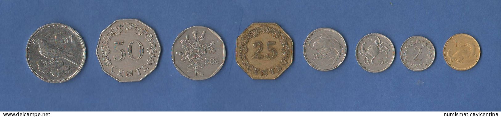 Malta 1 2 5 10 25 50 50 CEnts + 1 Lira Set Differents Years - Malte