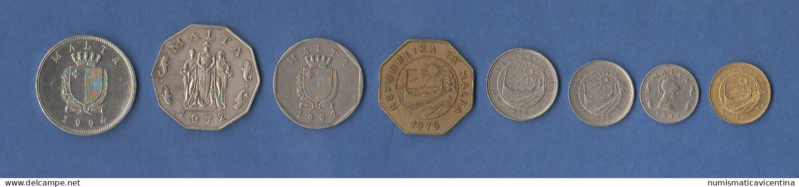 Malta 1 2 5 10 25 50 50 CEnts + 1 Lira Set Differents Years - Malte