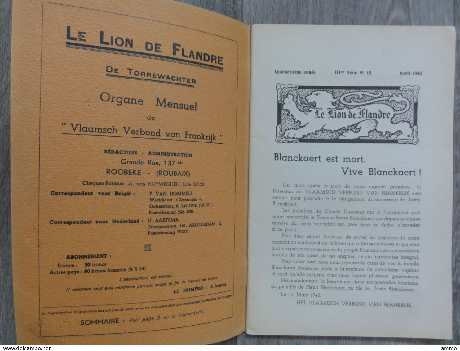 Revue Mensuelle * (boek / Livre)  Le Lion De Flandre - Avril 1942 - De Torrewachter, Leesblad Voor Zuid-Vlaanderen - Picardie - Nord-Pas-de-Calais