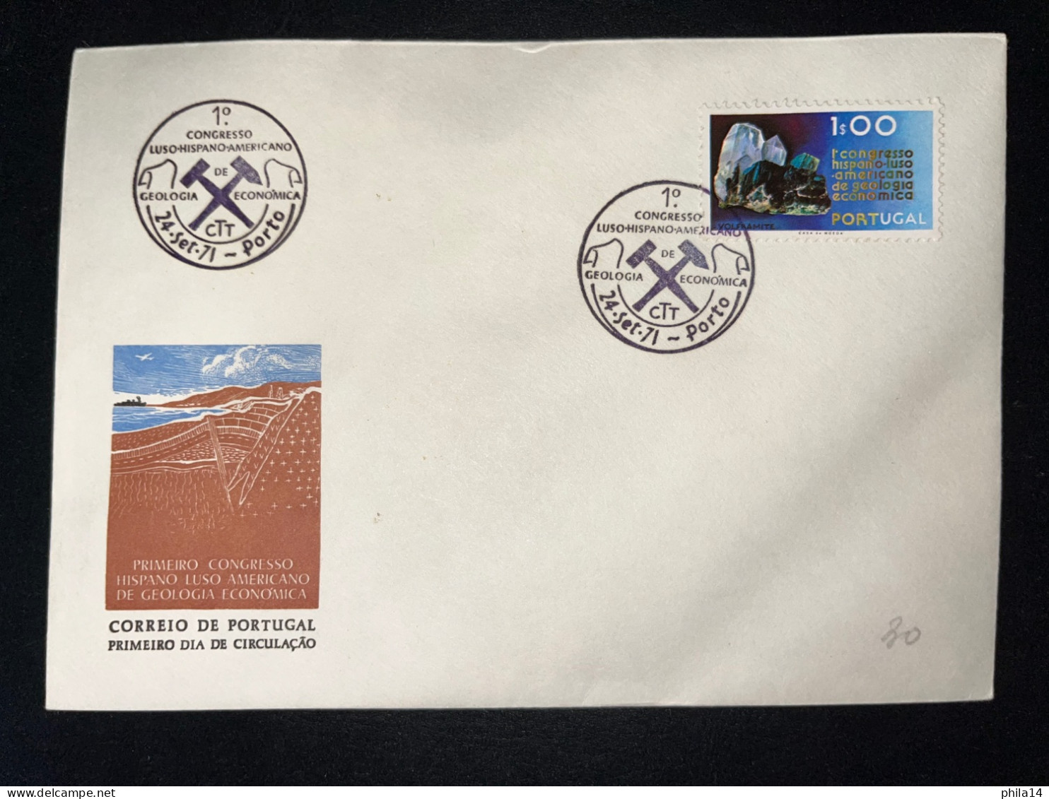 SP ENVELOPPE PORTUGAL 1971 / 1° CONGRESSO LUSO HISPANO AMERICANO GEOLOGICIA ECONOMICA - FDC