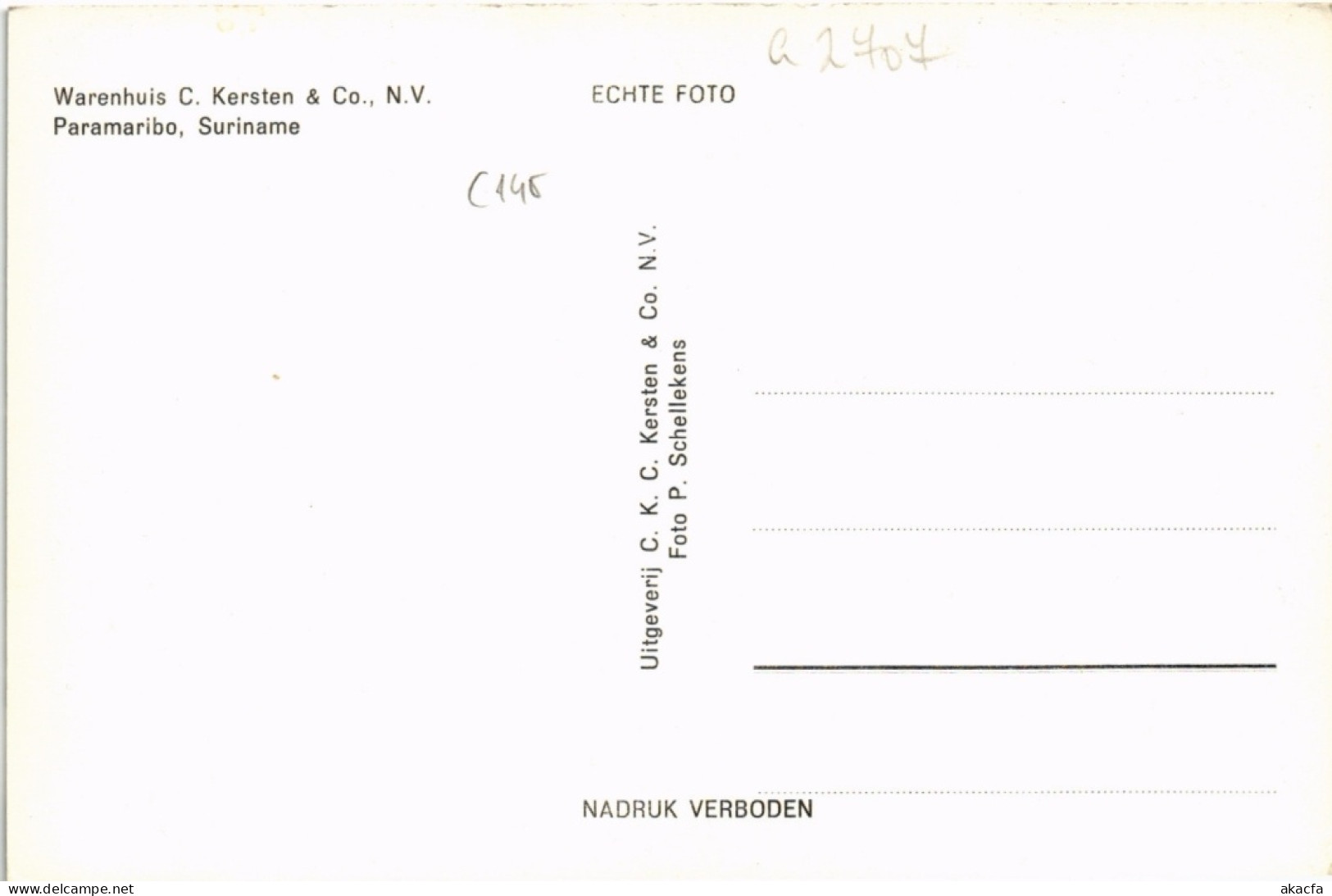 PC SURINAME PARAMARIBO - C. KERSTEN & CO. N. V. (a2707) - Surinam