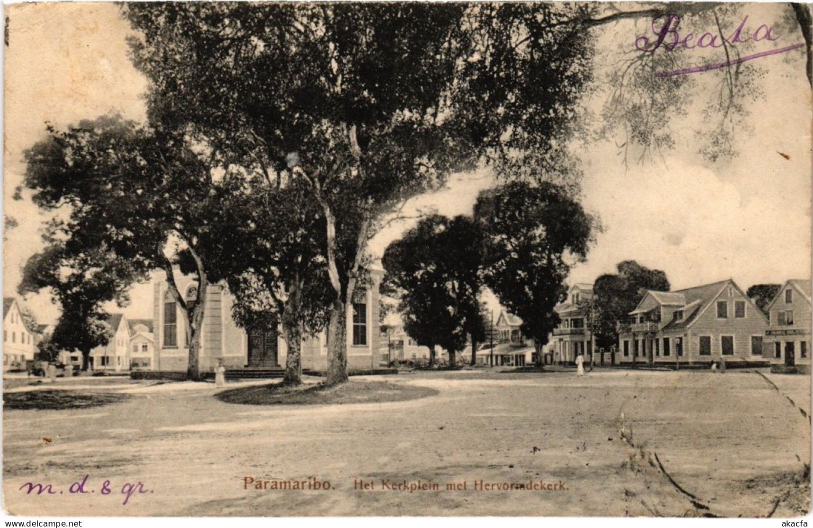 PC SURINAME PARAMARIBO - HET KERKPLEIN MET HERVORINDEKERK (a2572) - Surinam