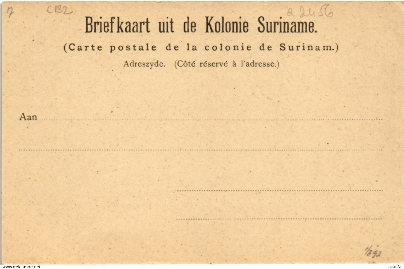 PC SURINAME PARAMARIBO - GEZICHT BIJ 'T FORT ZEELANDIA (a2456) - Suriname