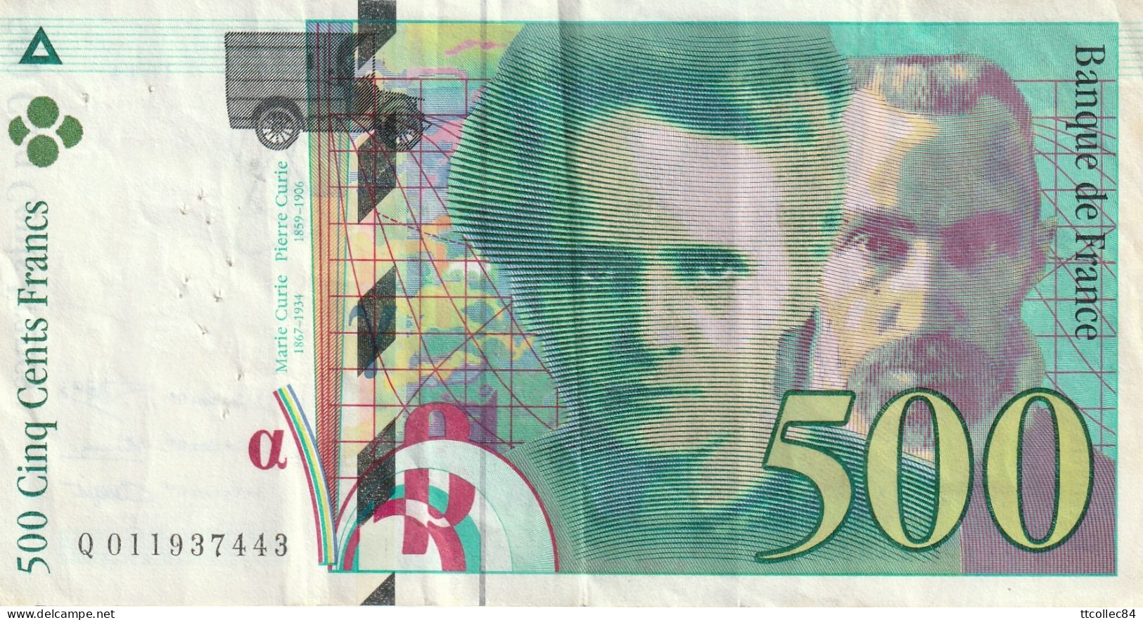 FRANCE-Lot De 3 Pierre Et Marie Curie-1994 - 500 F 1994-2000 ''Pierre Et Marie Curie''