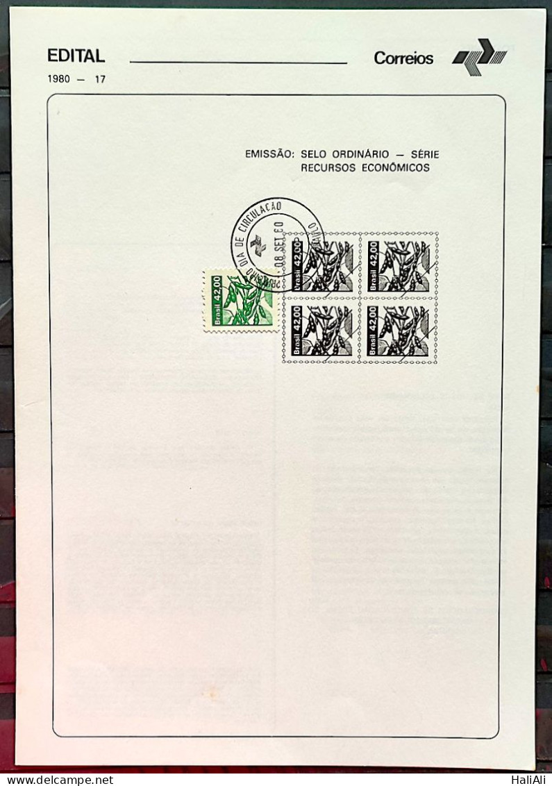 Brazil Brochure Edital 1980 17 Economic Resources Pea With Stamp CPD SP 2 - Briefe U. Dokumente