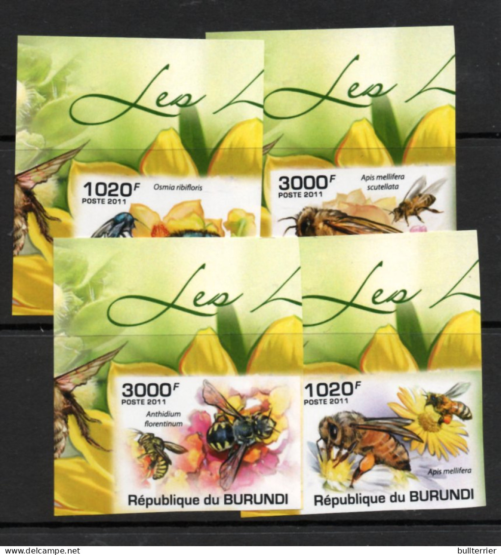 INSECTS - BURUNDI - 2011- BEES SET OF 4 IMPERFORATE   MINT NEVER HINGED - Abeilles