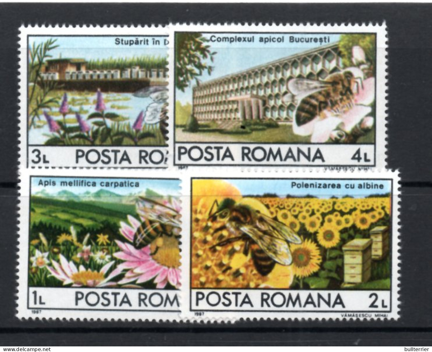 INSECTS - ROMANIA - 1987 - APICULTURE SET OF 4 MINT NEVER HINGED  - Abeilles