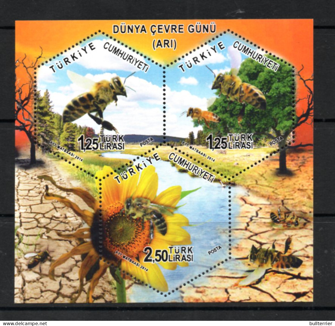 INSECTS - TURKEY - 2014 - BEES SOUVENIR SHEET  MINT NEVER HINGED  - Abeilles