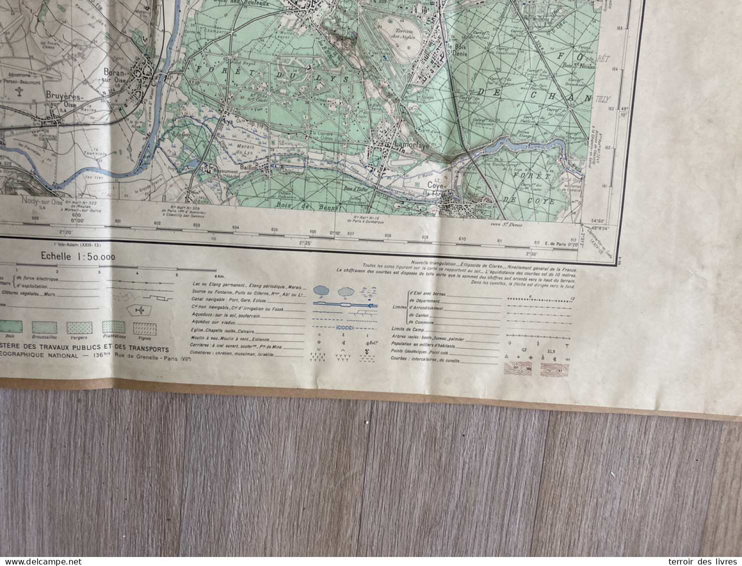 Carte état Major CREIL XXIII-12 1950 54x70cm BLAINCOURT-LES-PRECY PRECY-SUR-OISE CROUY-EN-THELLE VILLERS-SOUS-ST-LEU ERC - Cartes Géographiques