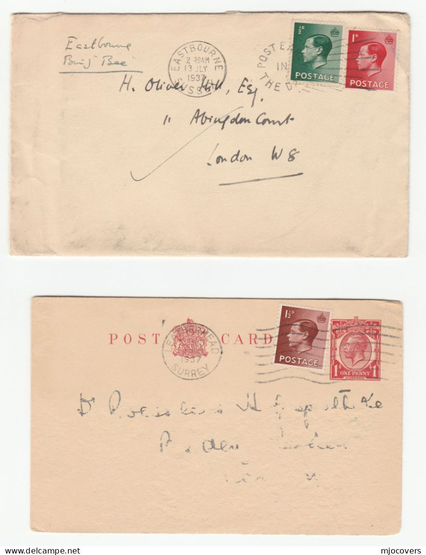 E8 COVERS Eastbourne Leatherhead  Eviii GB Stamps Cover Postal Stationery Card - Briefe U. Dokumente