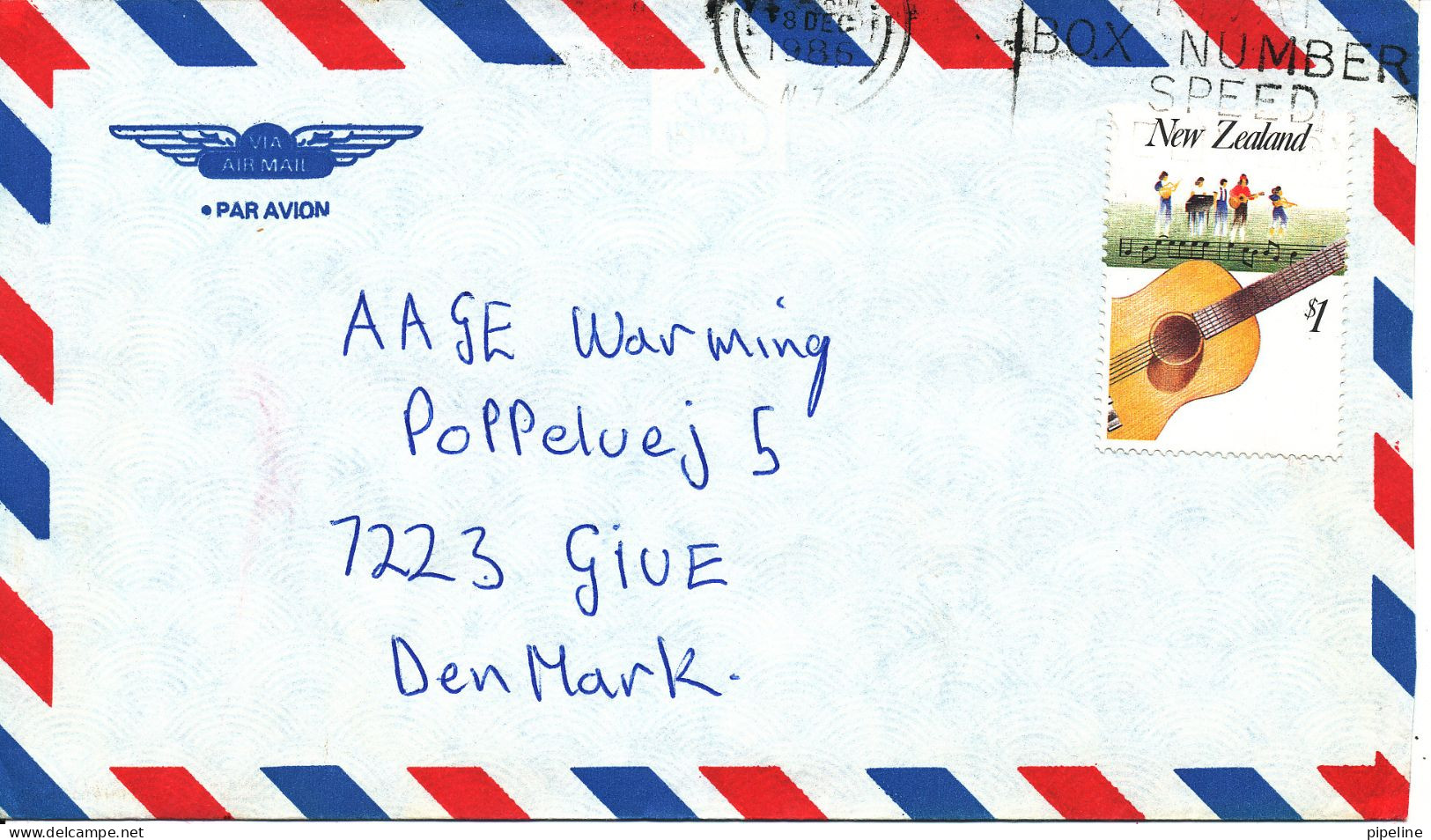 New Zealand Air Mail Cover Sent To Denmark 18-12-1986 Single Franked - Posta Aerea