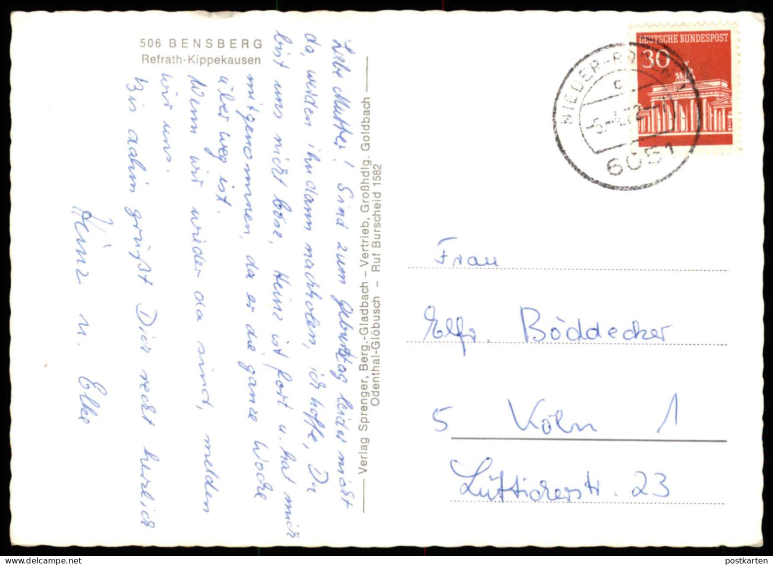 ÄLTERE POSTKARTE REFRATH DOLMANNSTRASSE KIPPEKAUSEN HAUS STEINBRECHE TAUFKIRCHE SCHULE Bergisch Gladbach Ansichtskarte - Bergisch Gladbach