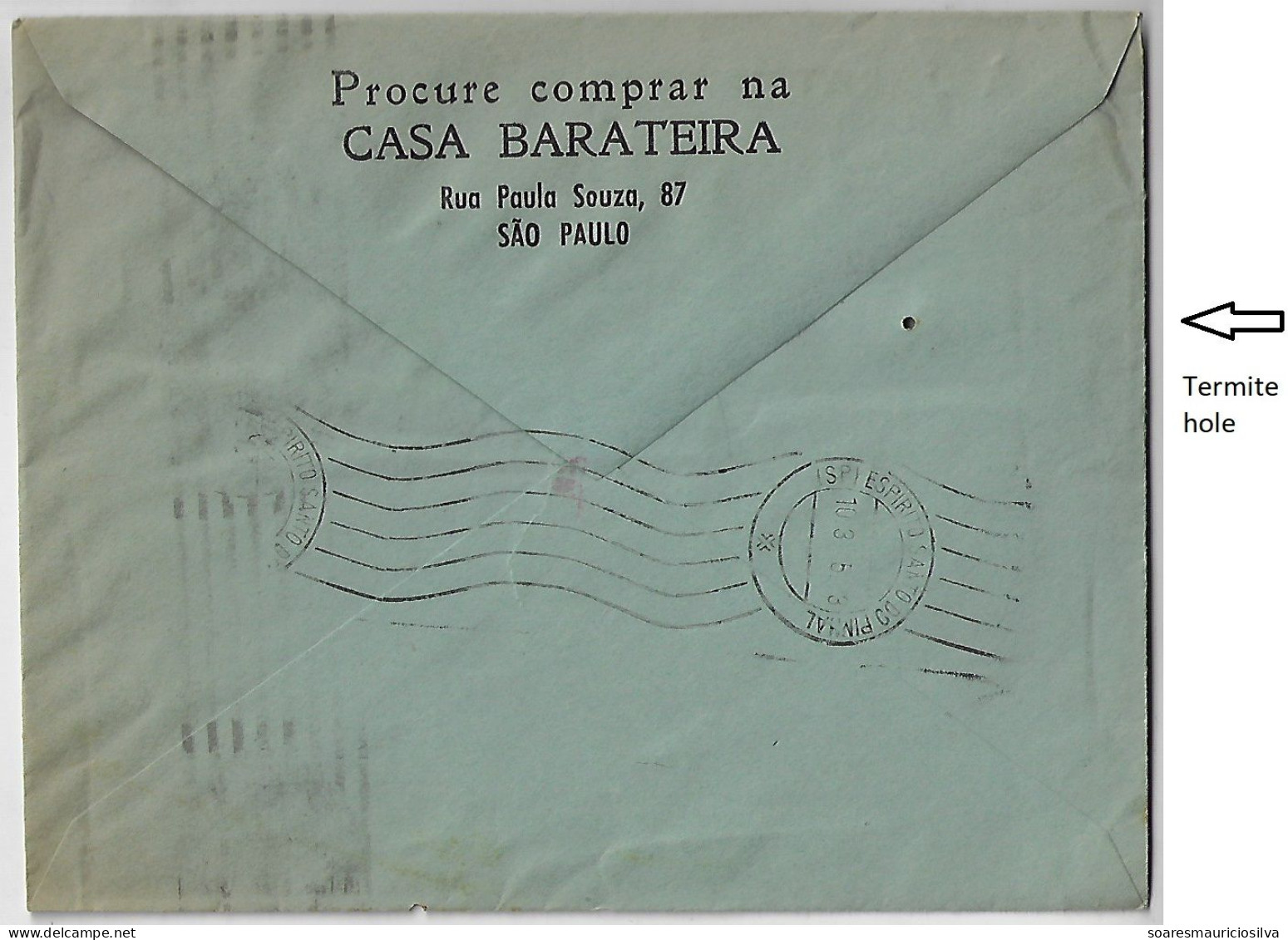 Brazil 1953 Importing House Barateira Cover From São Paulo To Pinhal Stamp Cr$0.6 Electronic Sorting Mark Transorma HA - Covers & Documents