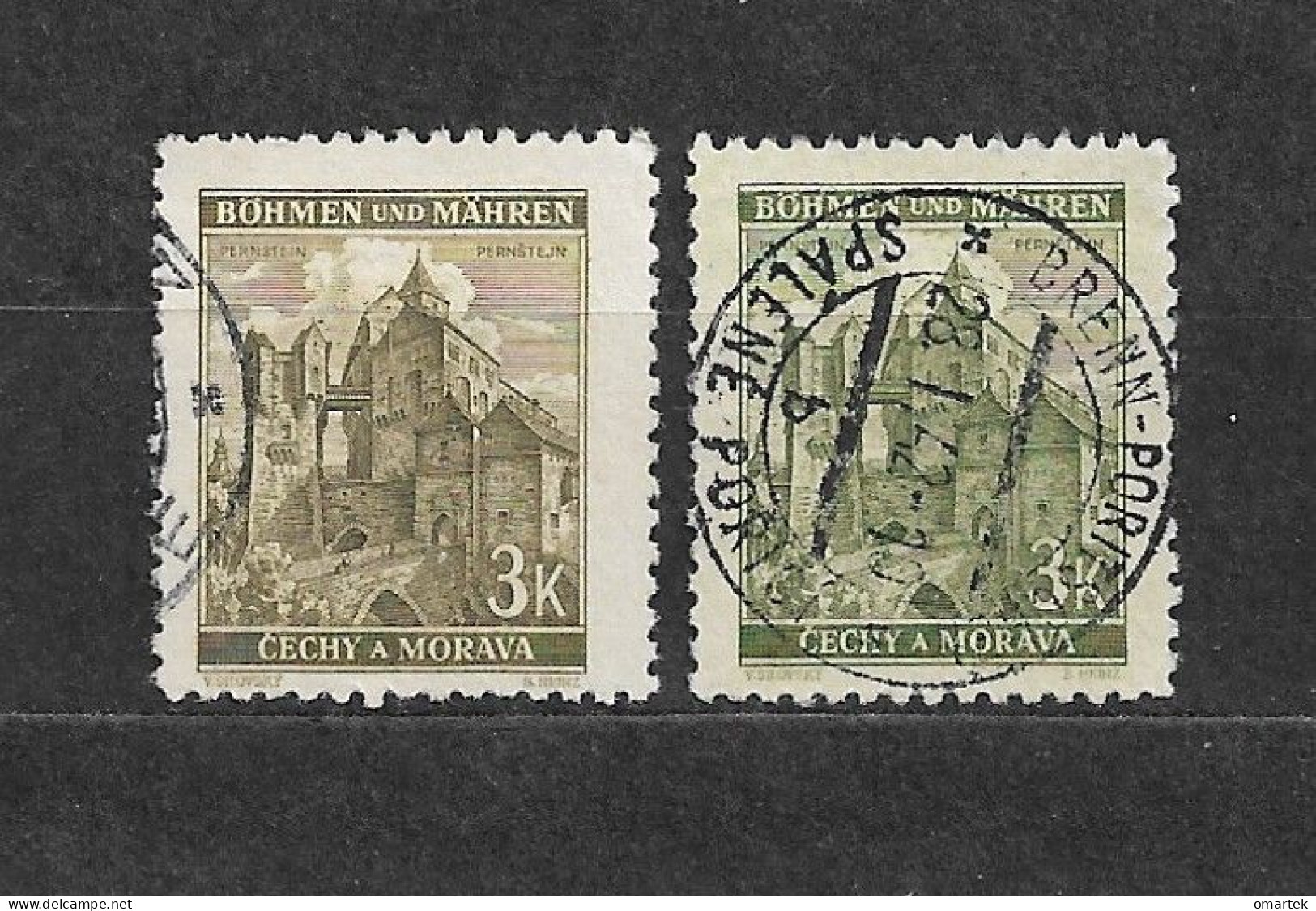 Bohemia & Moravia Böhmen Und Mähren 1941⊙ Mi 72a,b Sc 53c Cities And Castles III. Städte III. C3 - Gebraucht