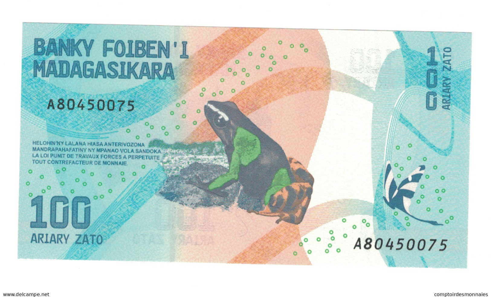 Billet, Madagascar, 100 Ariary, 2017, NEUF - Madagascar