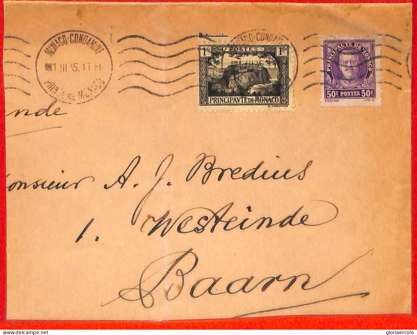 Aa0999 - MONACO - Postal History -  COVER To The NETHERLANDS  1935 - Lettres & Documents
