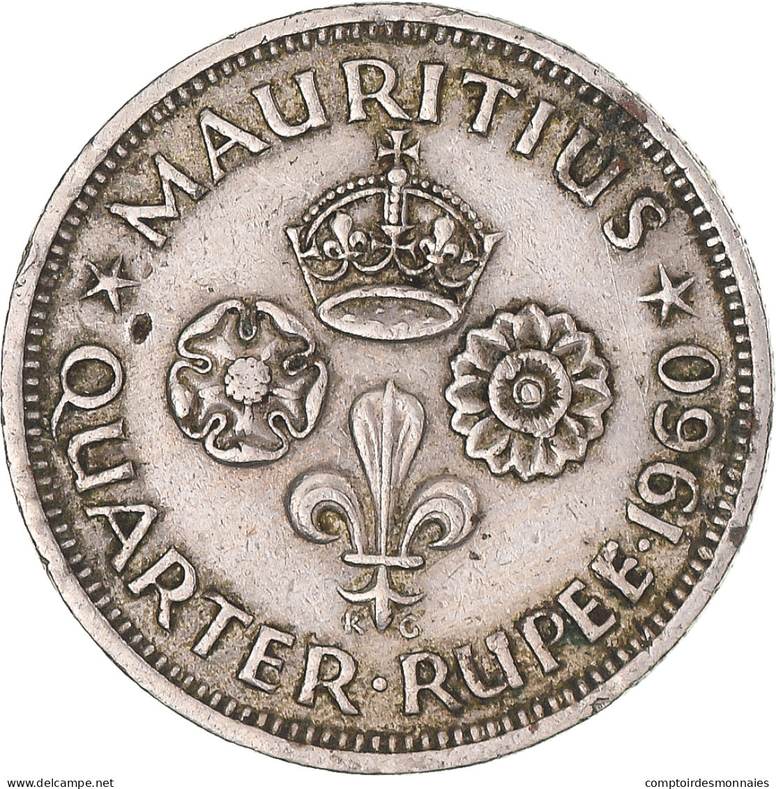 Monnaie, Mauritius, Elizabeth II, 1/4 Rupee, 1960, TTB, Copper-nickel, KM:36 - Maurice