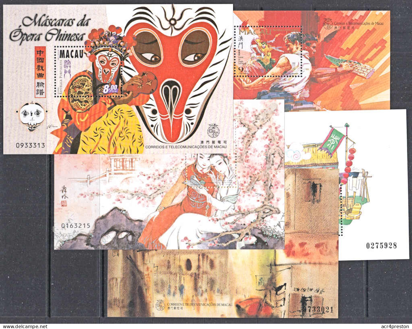 B0734 MACAO, MACAU, Five (5) Souvenir Sheets, MNH - Lots & Serien
