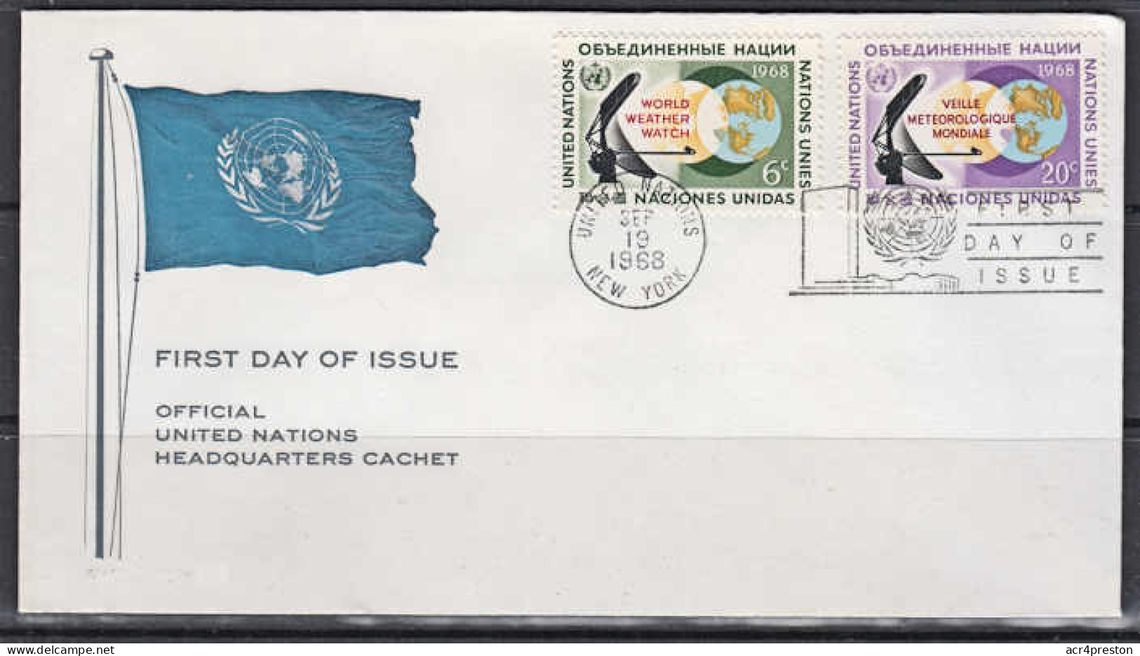 Ca0475 UNITED NATIONS 1968, SG189-90  World Weather Watch, FDC - Lettres & Documents