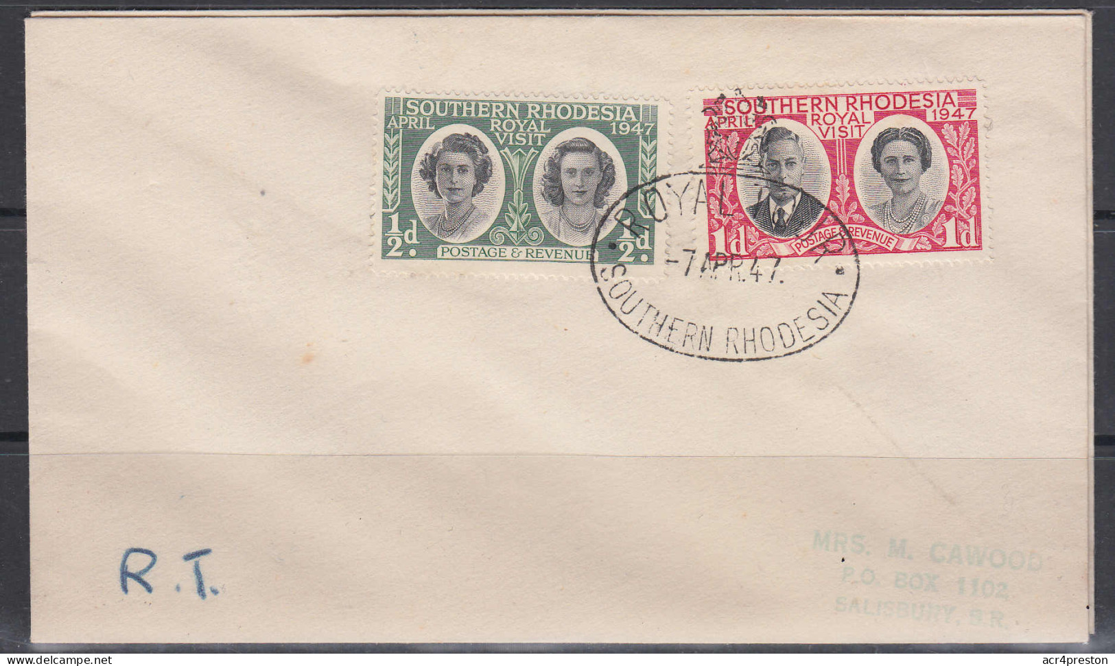Ca0728  SOUTHERN RHODESIA 1947, Royal Visit,  FDC - Southern Rhodesia (...-1964)