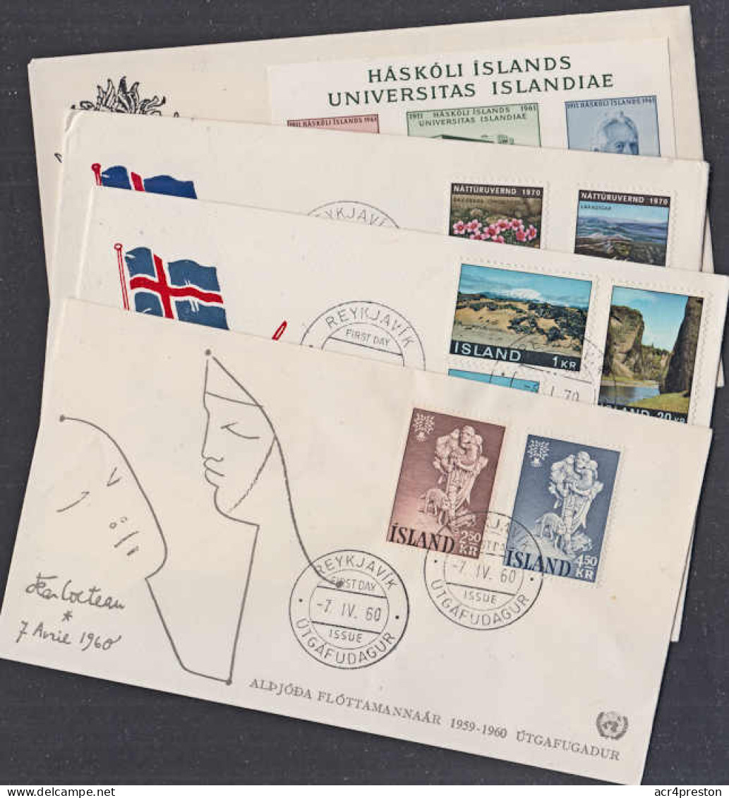 Ca5002  ICELAND, 4 FDCs (3 Issues) - Covers & Documents