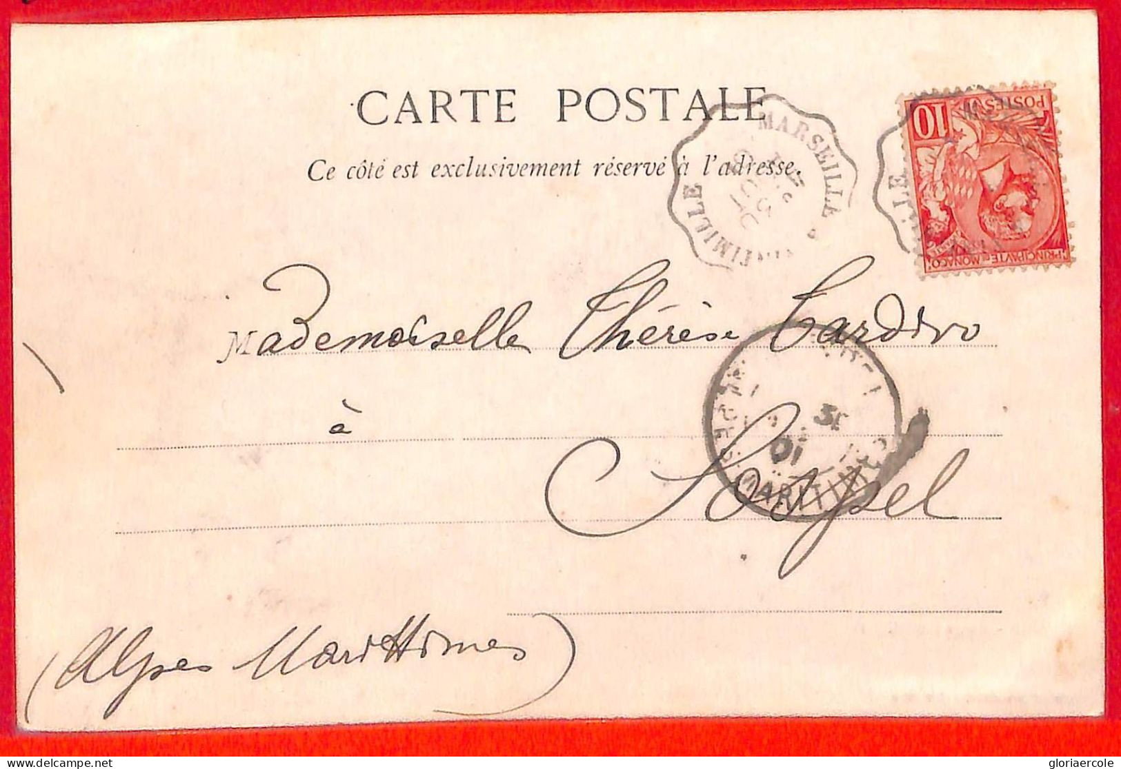 Aa1007 - MONACO - Postal History - Ambulant Postmark On POSTCARD To FRANCE 1901 - Covers & Documents