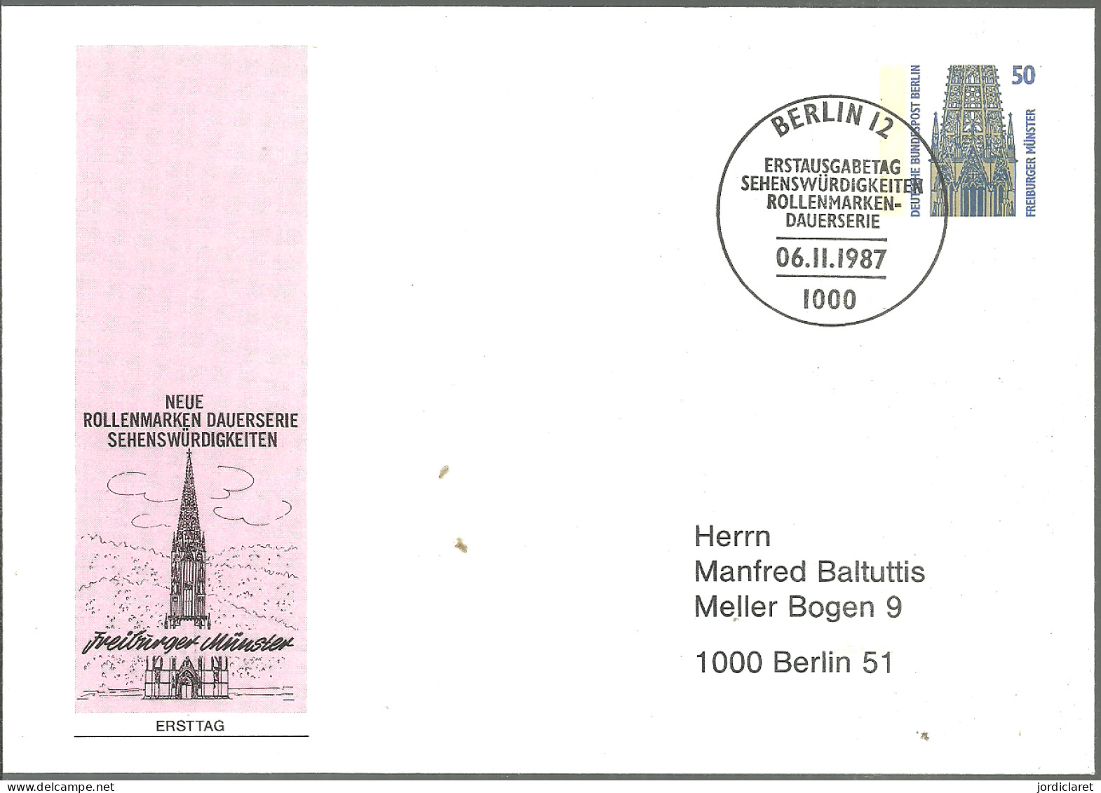 POSTKARTE  1987 - Privatumschläge - Gebraucht