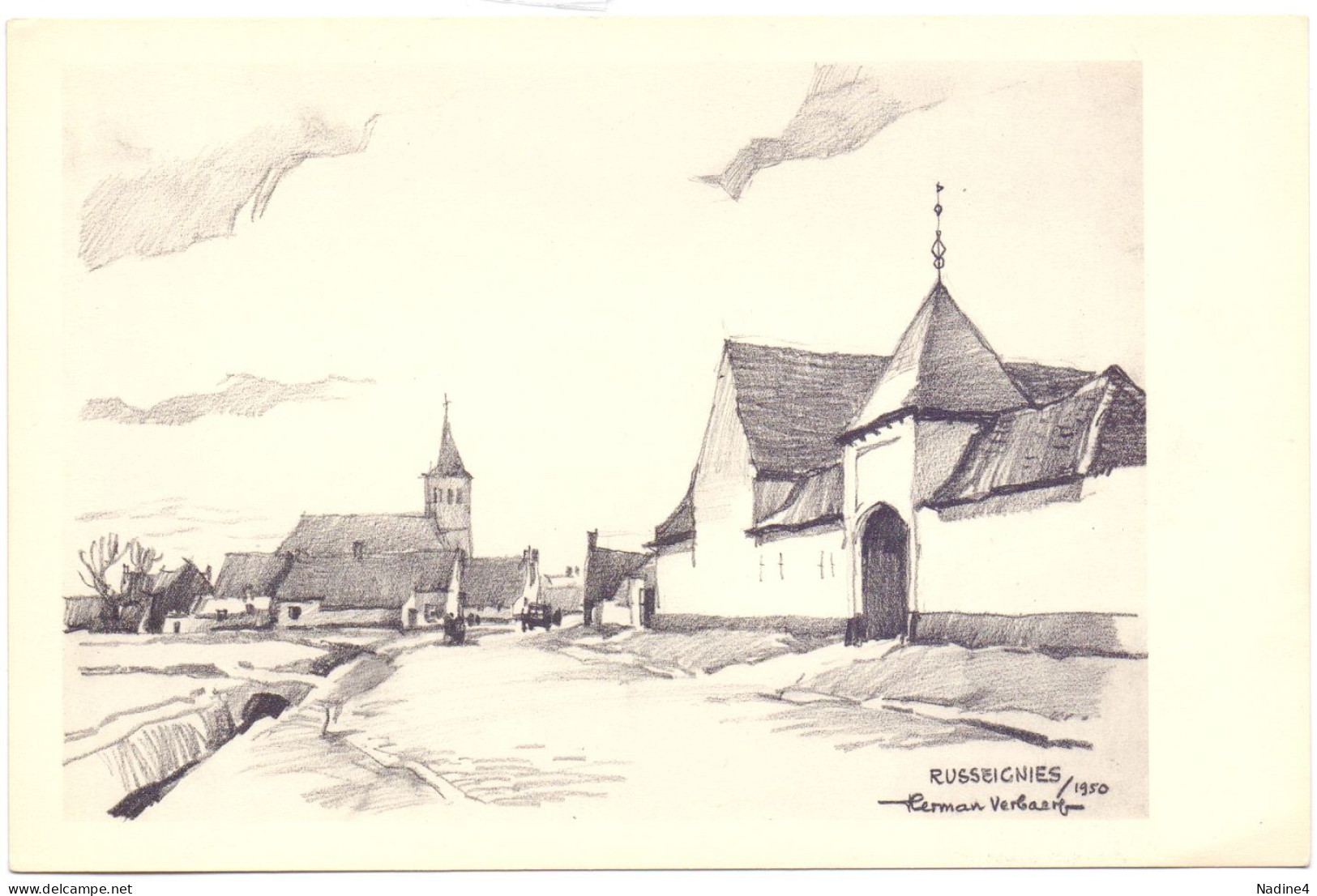 Russeignies Rozenaken - Dorp , Kerk - Illustr Herman Verbaere - Kluisbergen