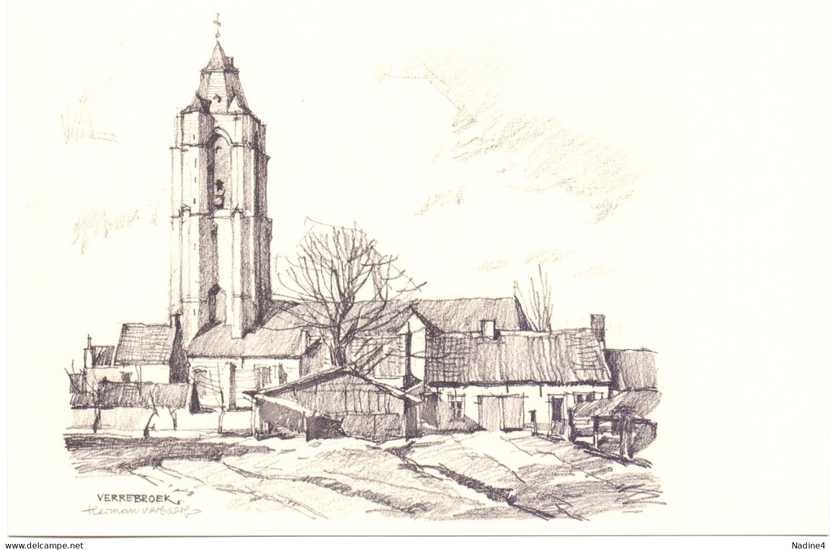 Verrebroek - Dorp , Kerk - Illustr Herman Verbaere - Beveren-Waas