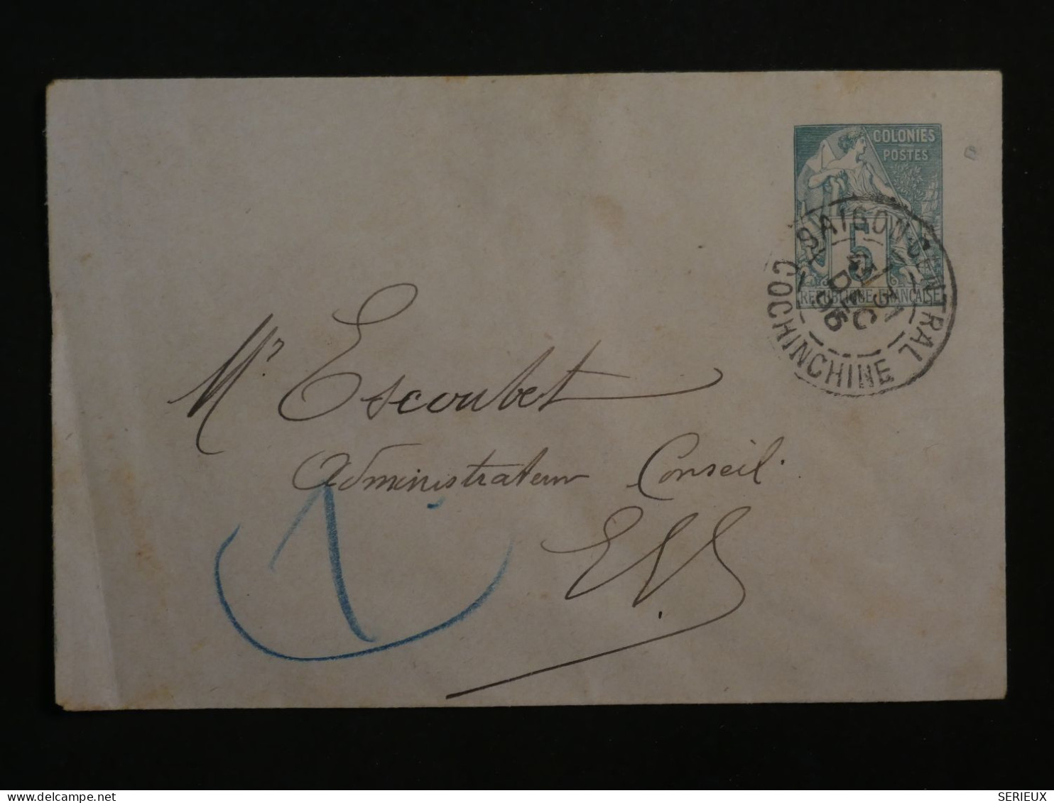 BW4  COCHINCHINE  BELLE LETTRE ENTIER RR 1896 SAIGON INDOCHINE  + AFF. INTERESSANT++  ++ - Cartas & Documentos